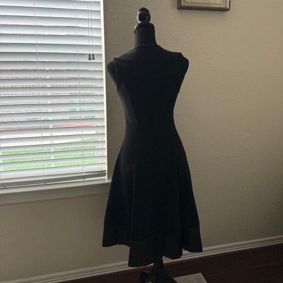 L'AGENCE Embossed Leather Trim Ponte Knit Flare Sleeveless Dress Size 2 - Picture 14 of 14